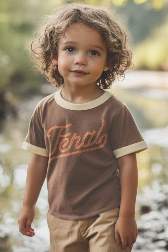 kid's feral vintage ringer - brown