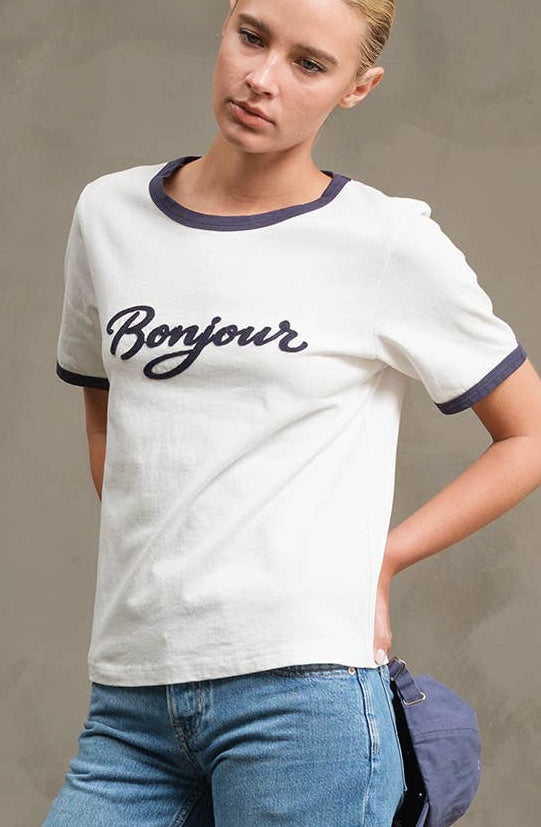 bonjour ringer tee - white/navy