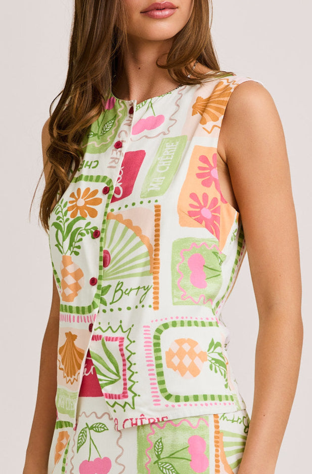 mon chéri top - pink & lime (FINAL SALE)