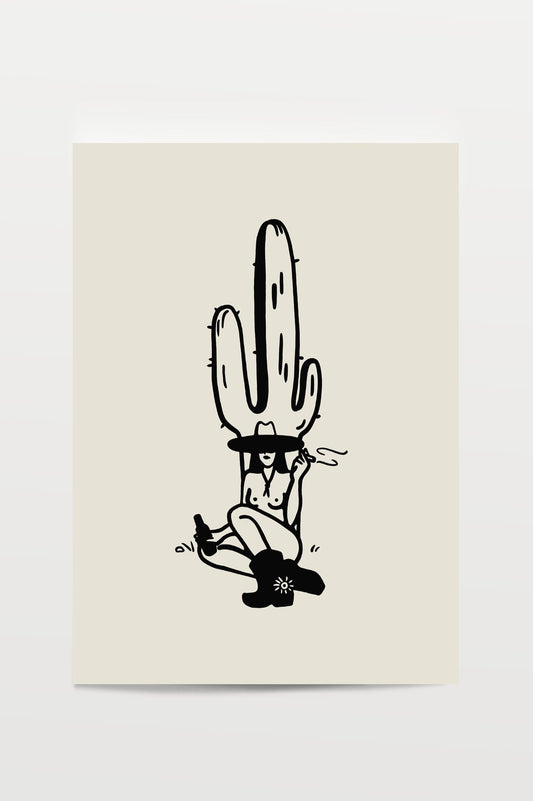 desert cowgirl art print - 5x7