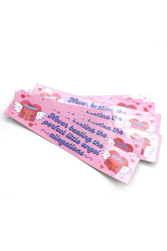 never beating the perfect angel allegations bumper sticker