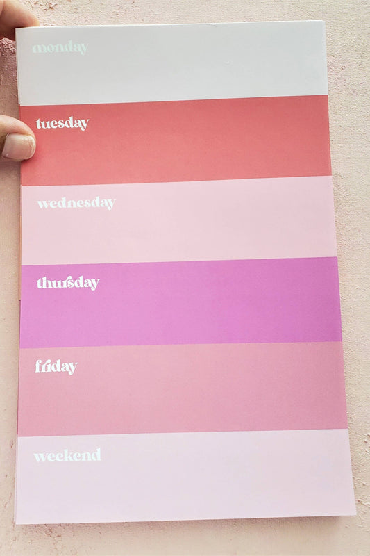 colorblock undated weekly planner notepad