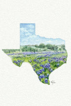 tiny watercolor print - texas bluebonnets