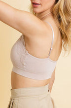 comfort lace trim bralette - nude