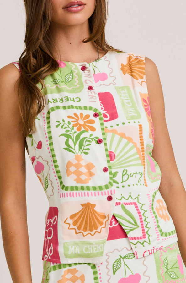 mon chéri top - pink & lime (FINAL SALE)