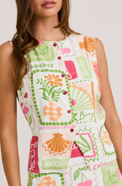 mon chéri top - pink & lime (FINAL SALE)