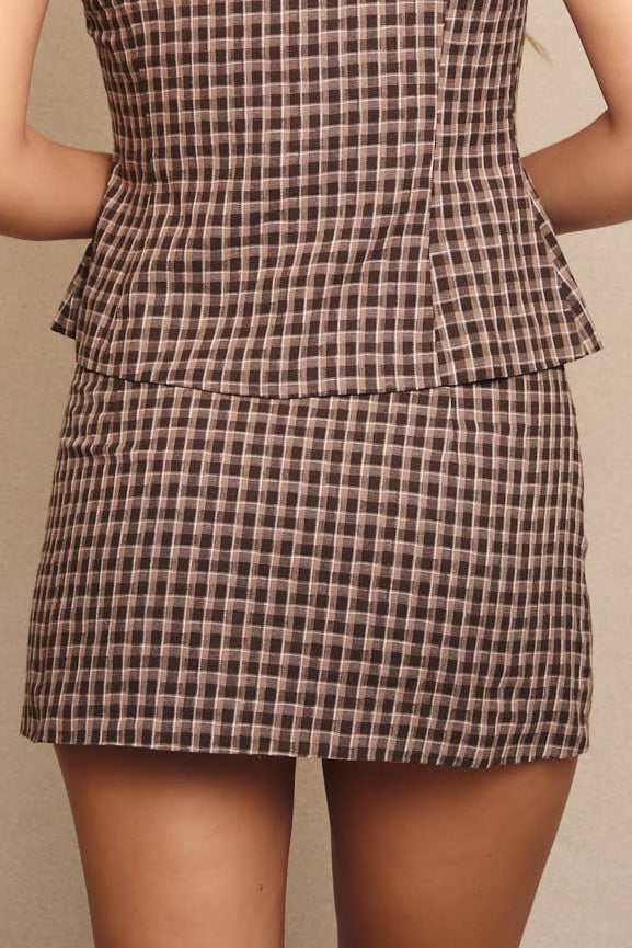 london skirt - tan & brown