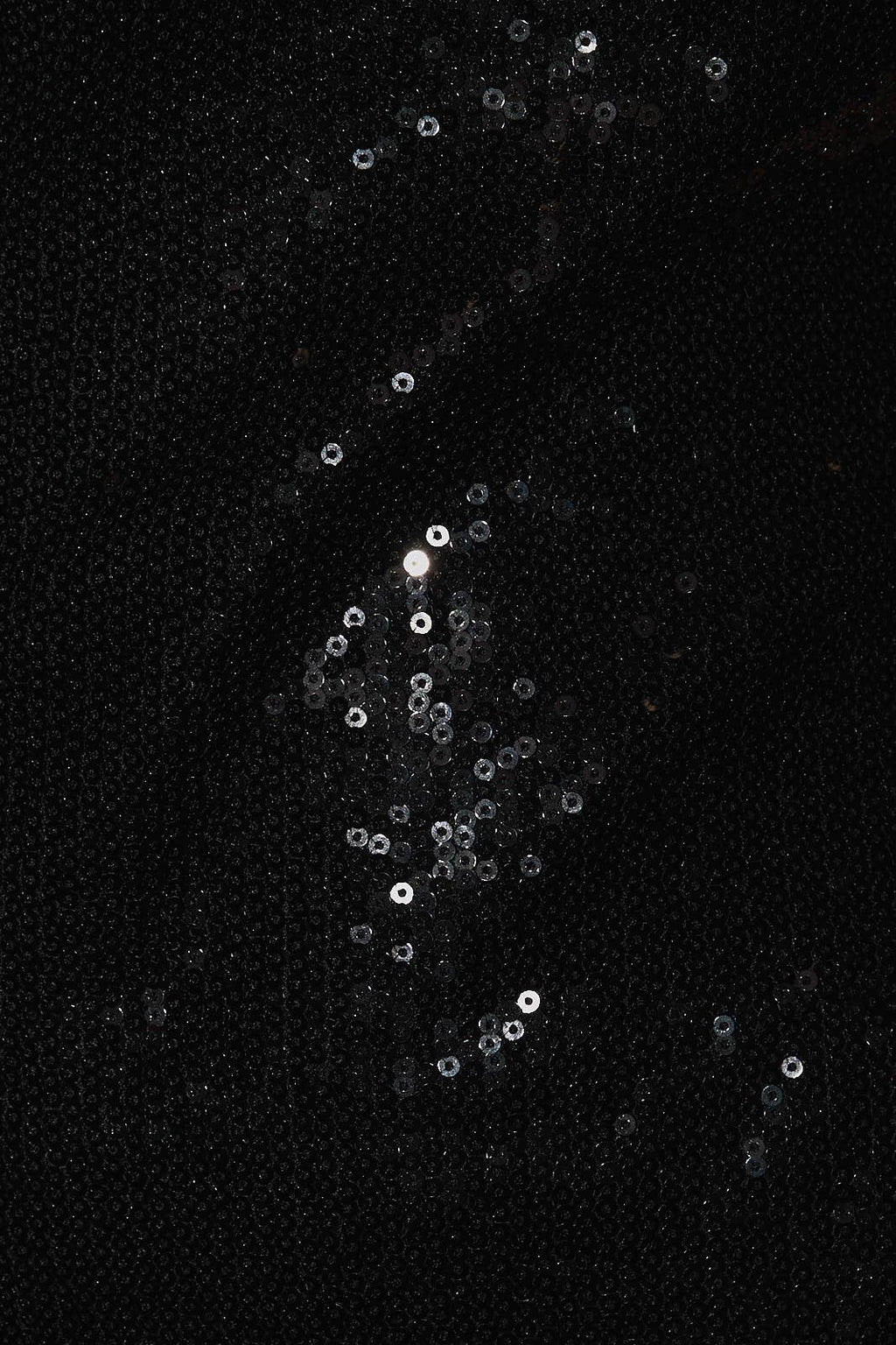 close up of black sequin dress