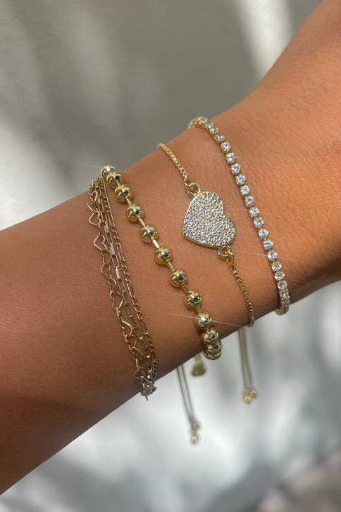 stella ball chain slider bracelet - gold