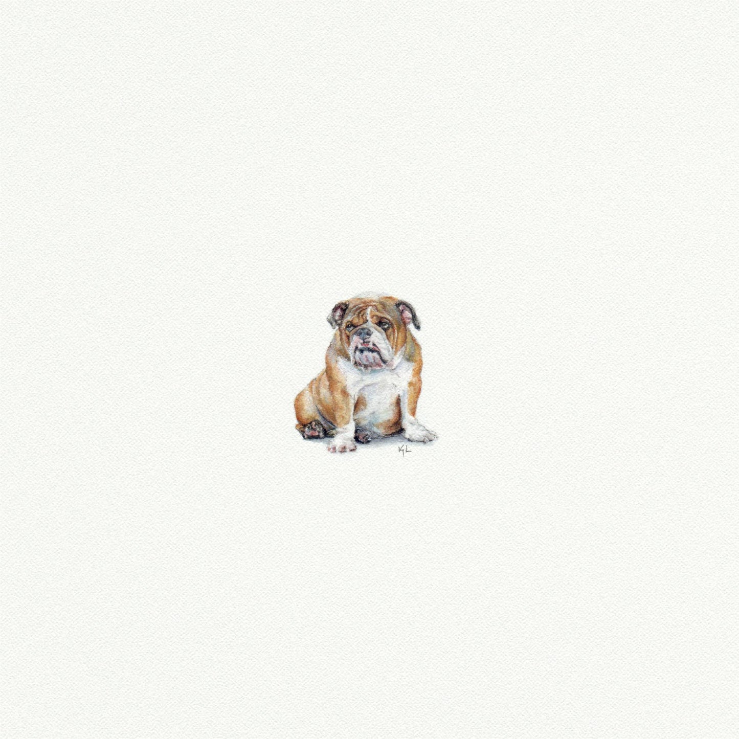 bulldog watercolor painting - tiny art print