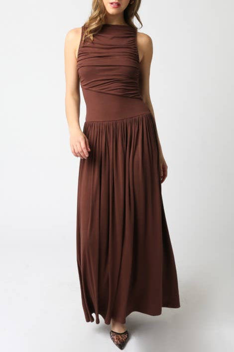 leni maxi dress - dark brown