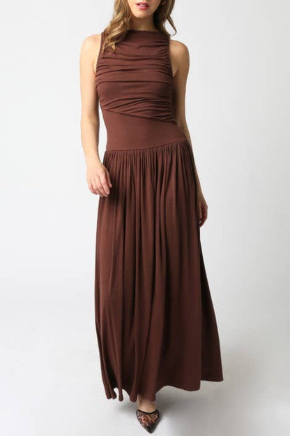 leni maxi dress - dark brown