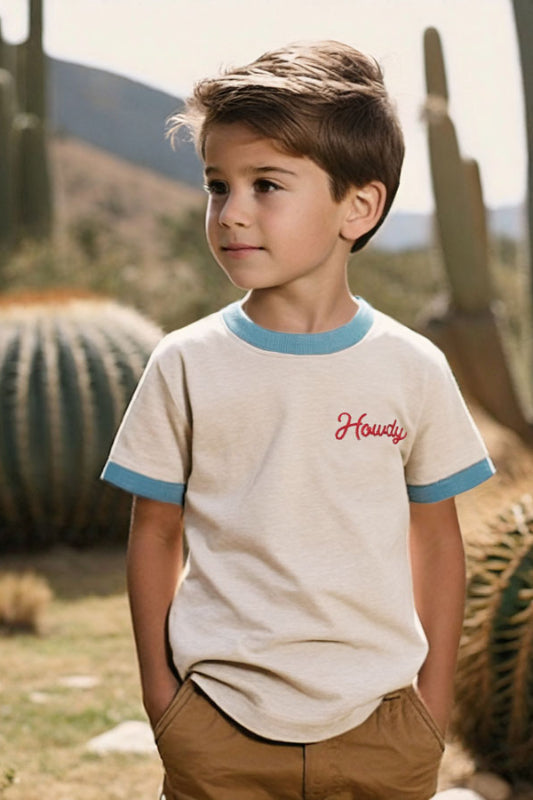 kid's howdy vintage ringer - creme