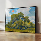 texas hill country live oak & red summer sun print | el baker