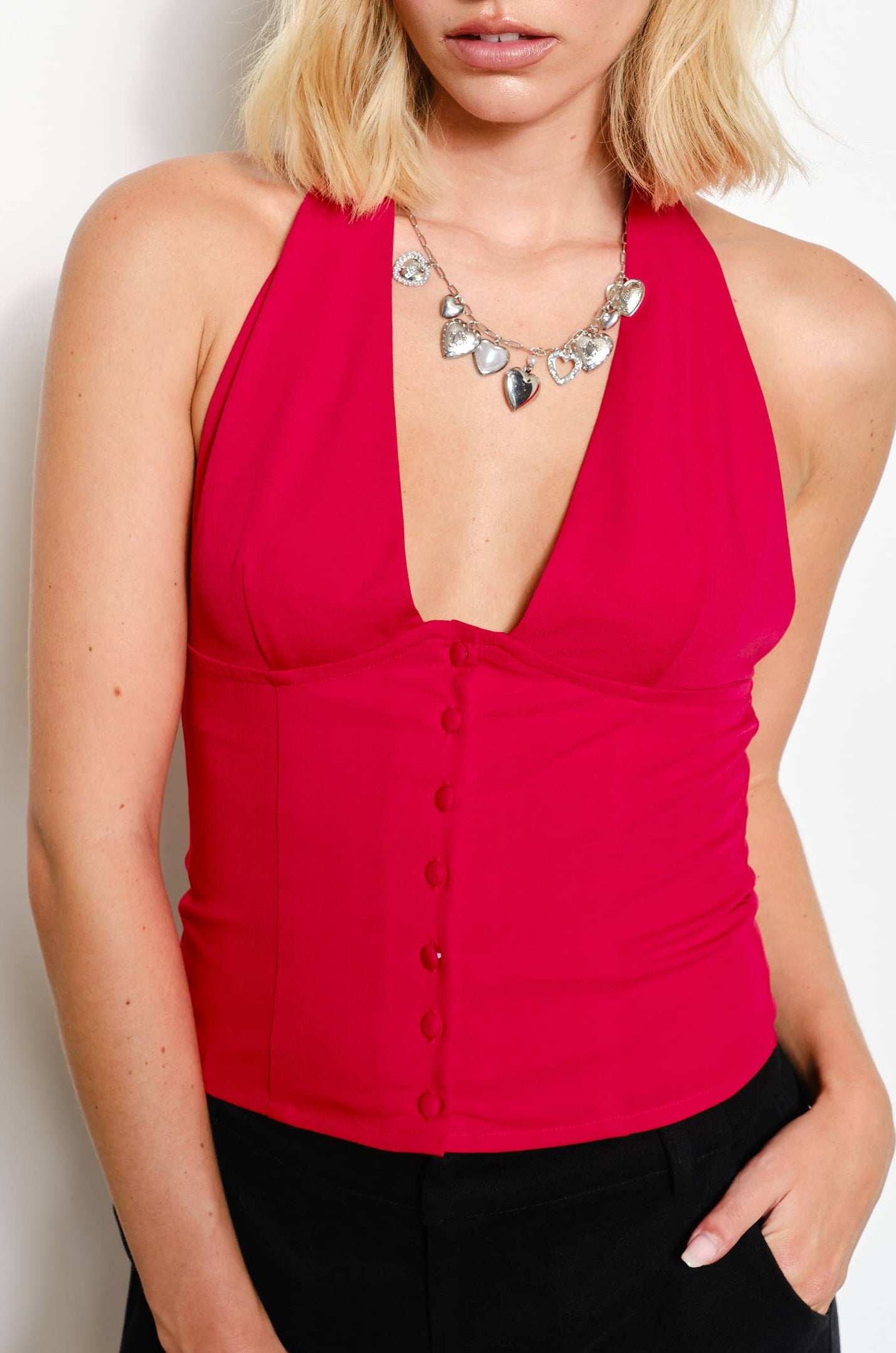 bonnie halter top - red