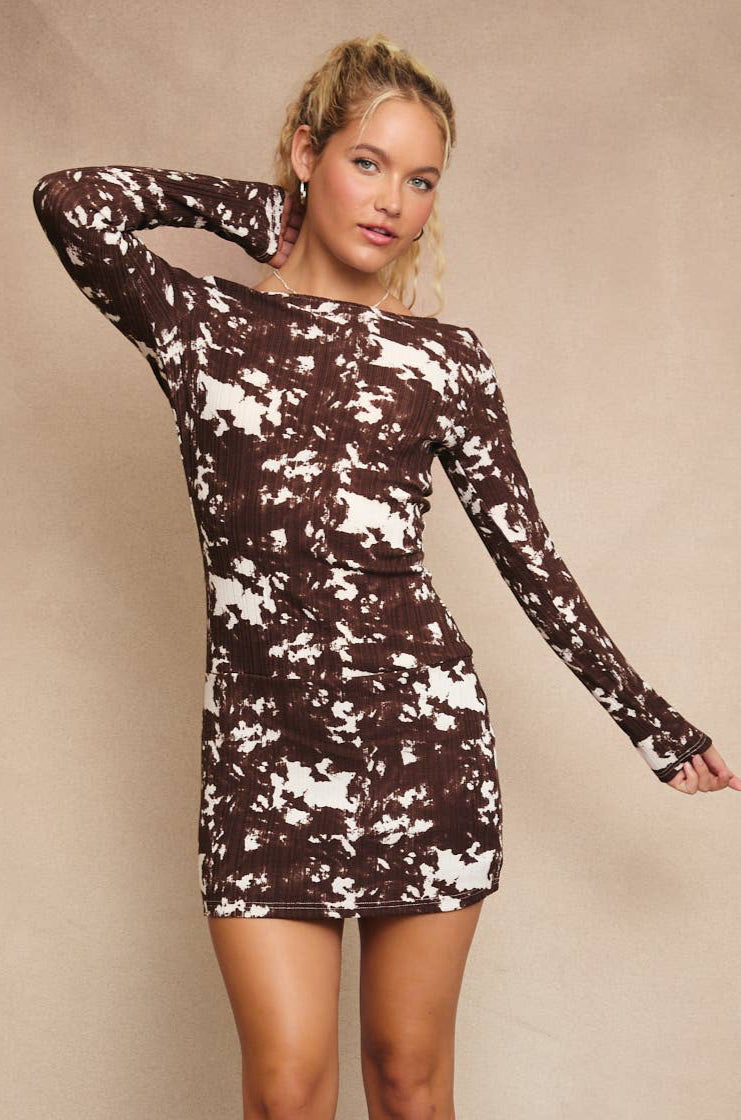 greta dress - brown