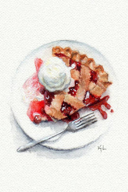 tiny watercolor print - cherry pie