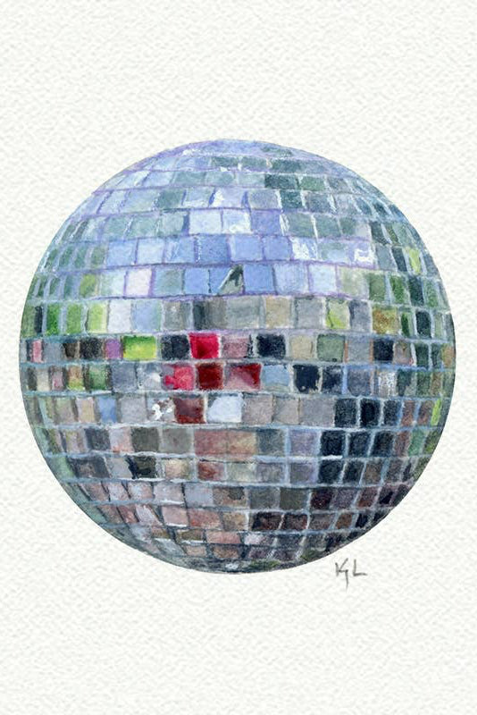 tiny watercolor print - disco ball