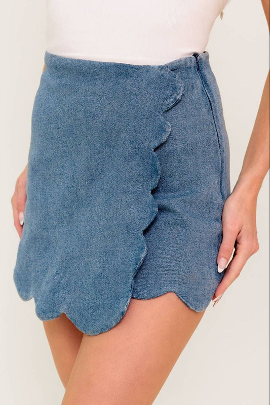 raya skort - light wash