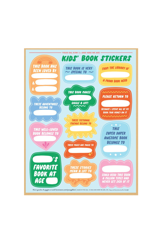 kids' book plate sticker sheets