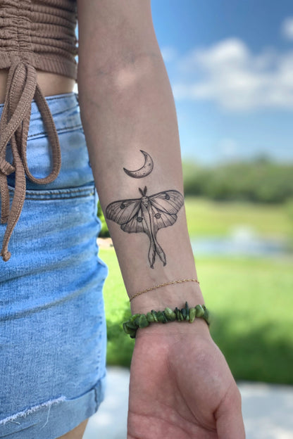 luna moth temporary tattoo