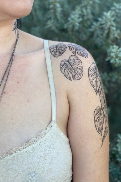 monstera vine temporary tattoo