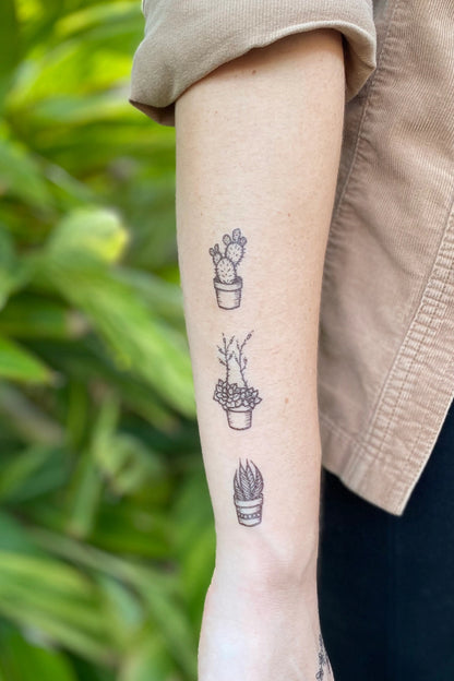 potted cactus temporary tattoo