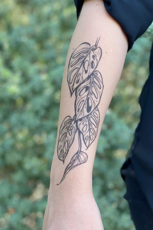 monstera vine temporary tattoo