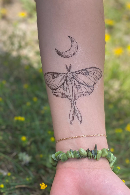 luna moth temporary tattoo