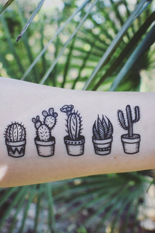potted cactus temporary tattoo
