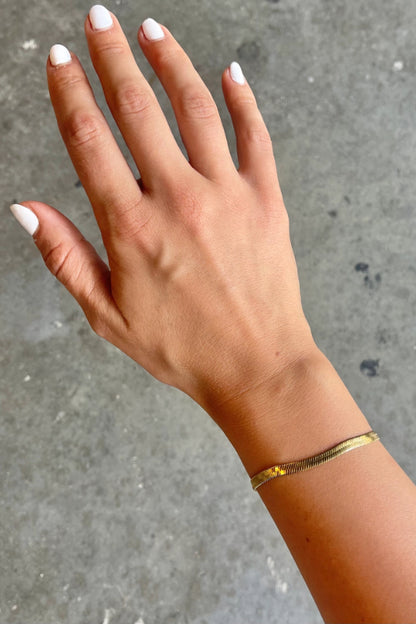gold stainless steel herringbone bracelet