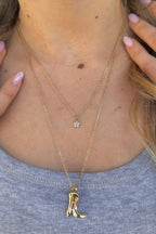 golden cowboy boot necklace