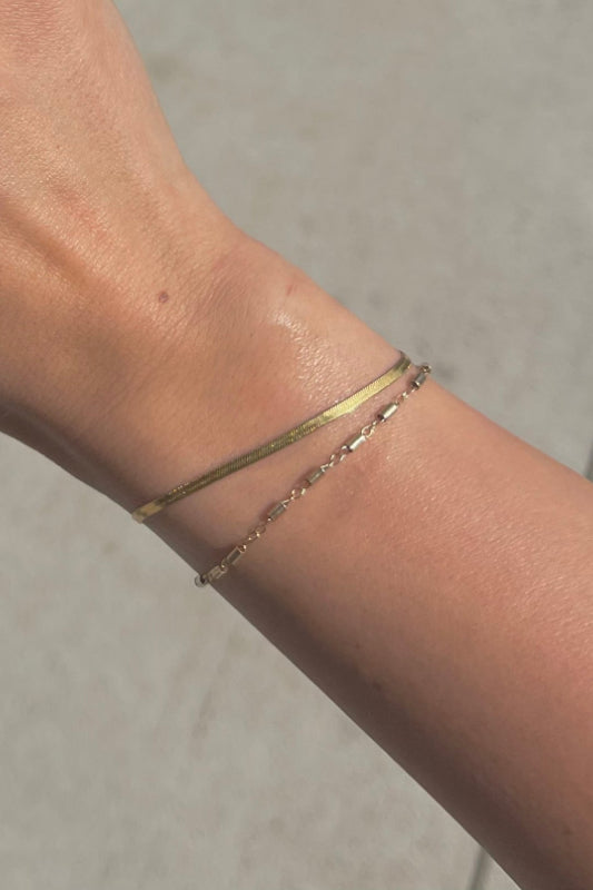 micro gold herringbone bracelet