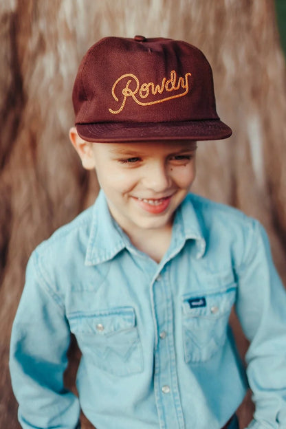 kids rowdy snapback hat - brown