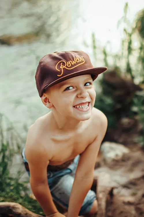 kids rowdy snapback hat - brown