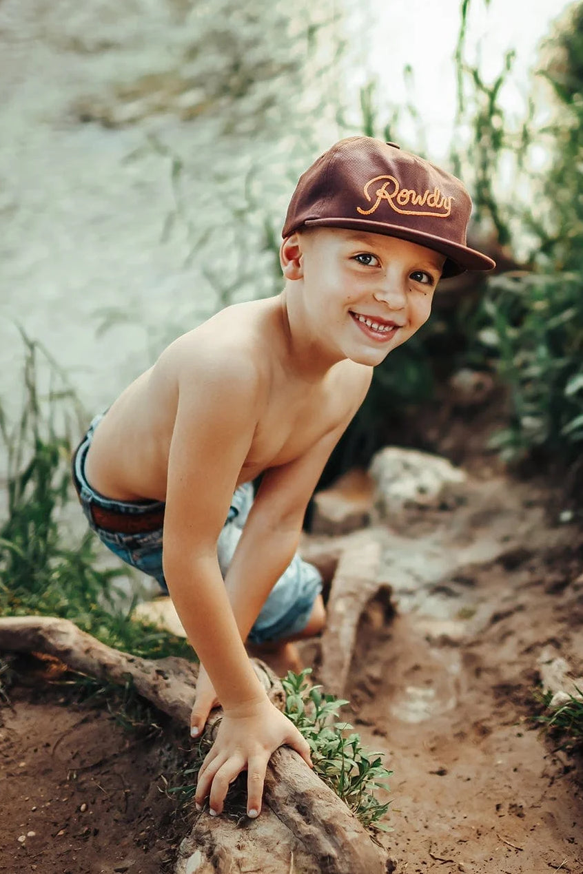 kids rowdy snapback hat - brown