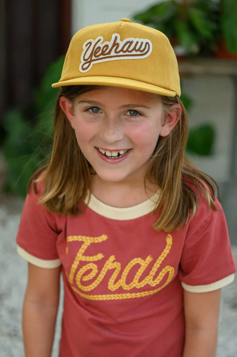 kid's yeehaw snapback hat - mustard