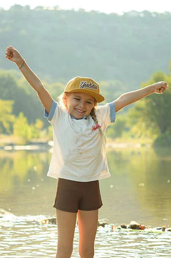kid's yeehaw snapback hat - mustard