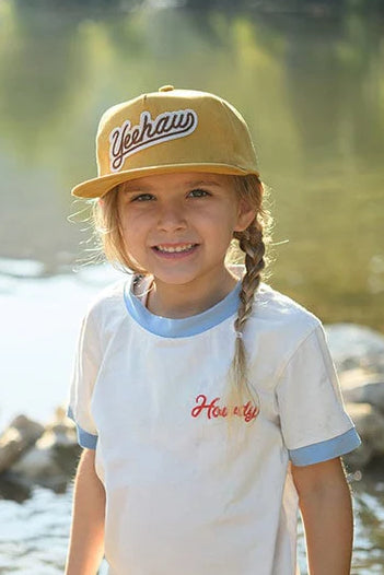kid's yeehaw snapback hat - mustard