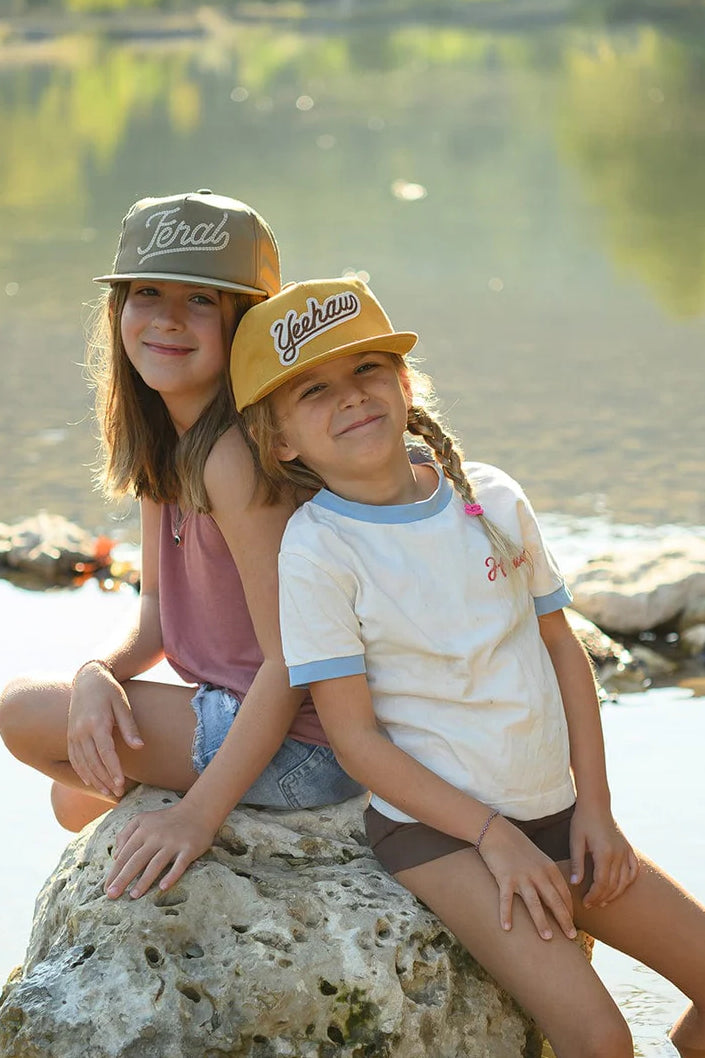 kid's yeehaw snapback hat - mustard