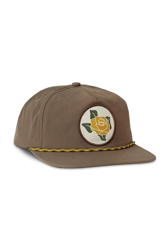 yellow rose snapback rope hat - olive