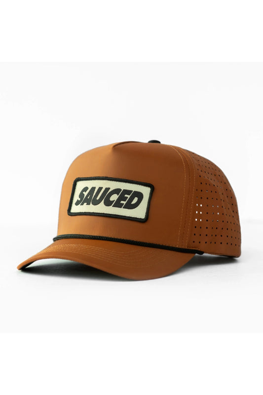 sauced snapback hat - rust