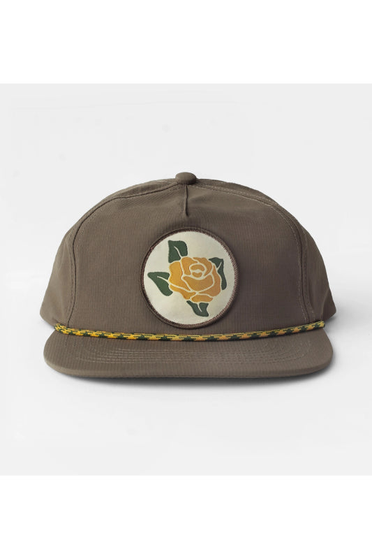 yellow rose snapback rope hat - olive