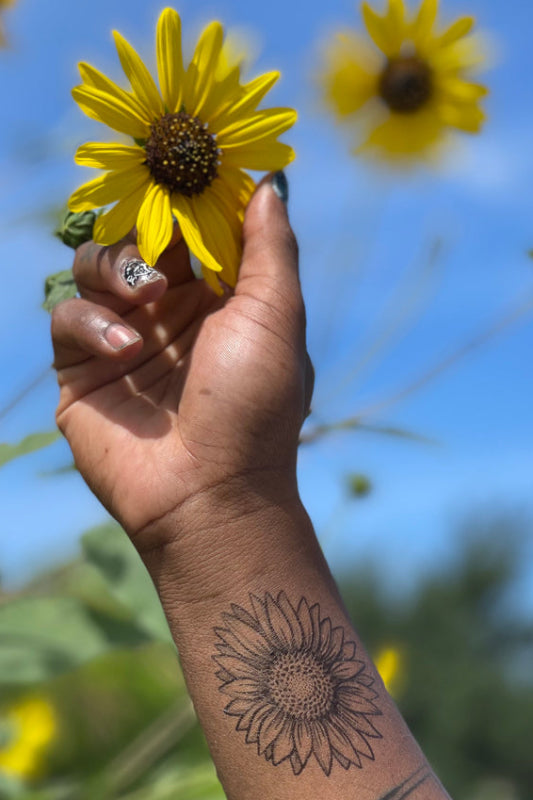 sunflower temporary tattoo