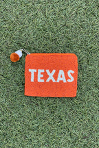 beaded pouch - texas burnt orange