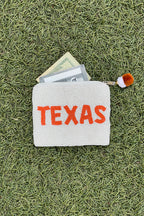 beaded pouch - texas white