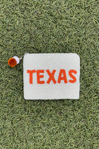 beaded pouch - texas white
